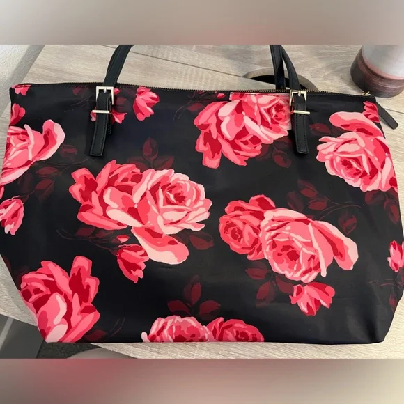 Kate Spade Black and Pink Floral Tote - Picture 10 of 15